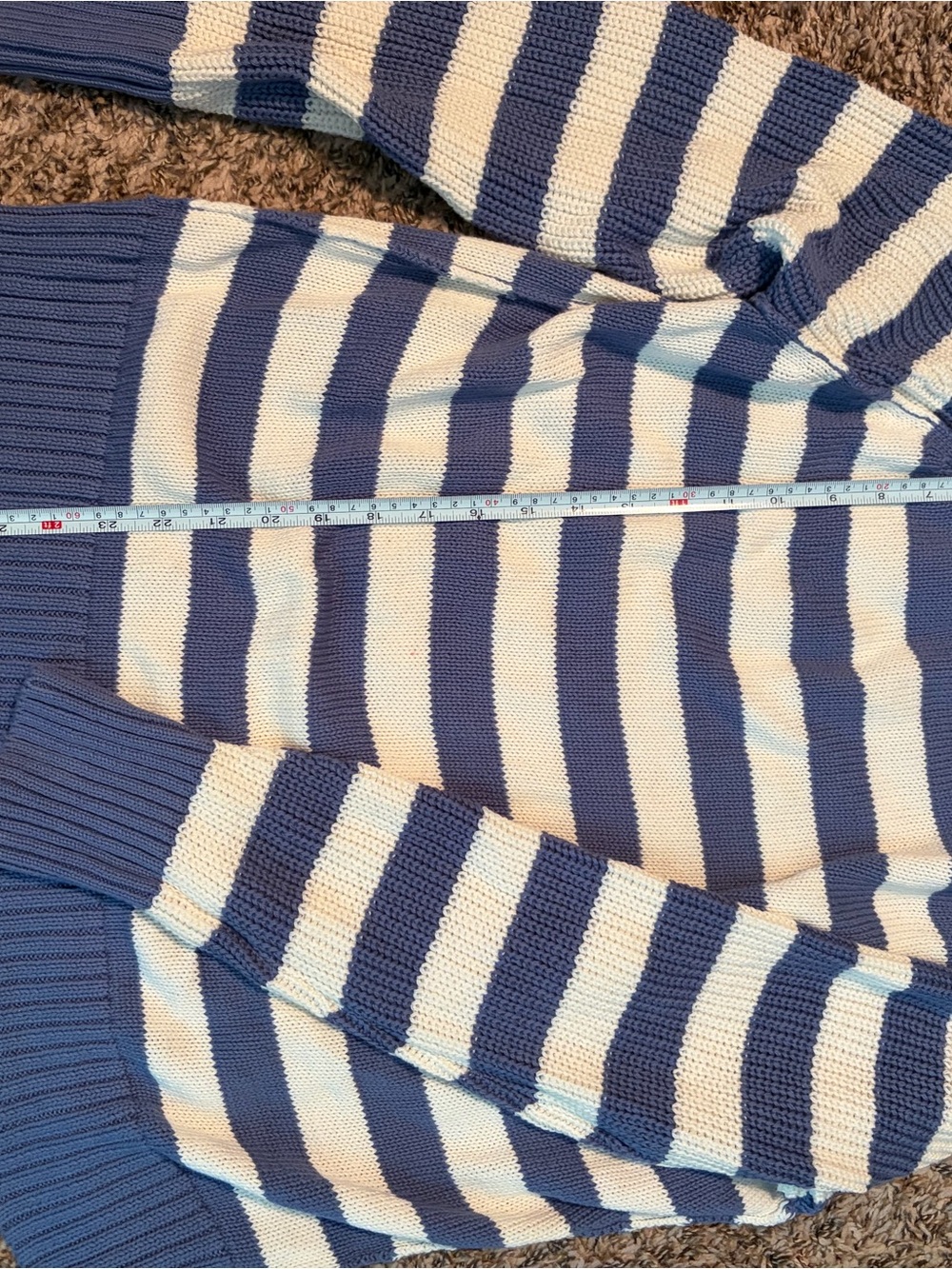 aerie Blue and White Striped Crewneck Sweater - Picture 2 of 4